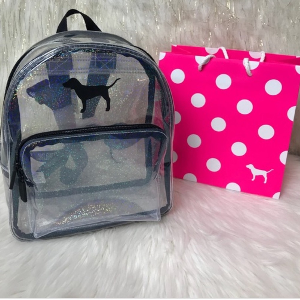 Vs pink clear glitter mini backpack